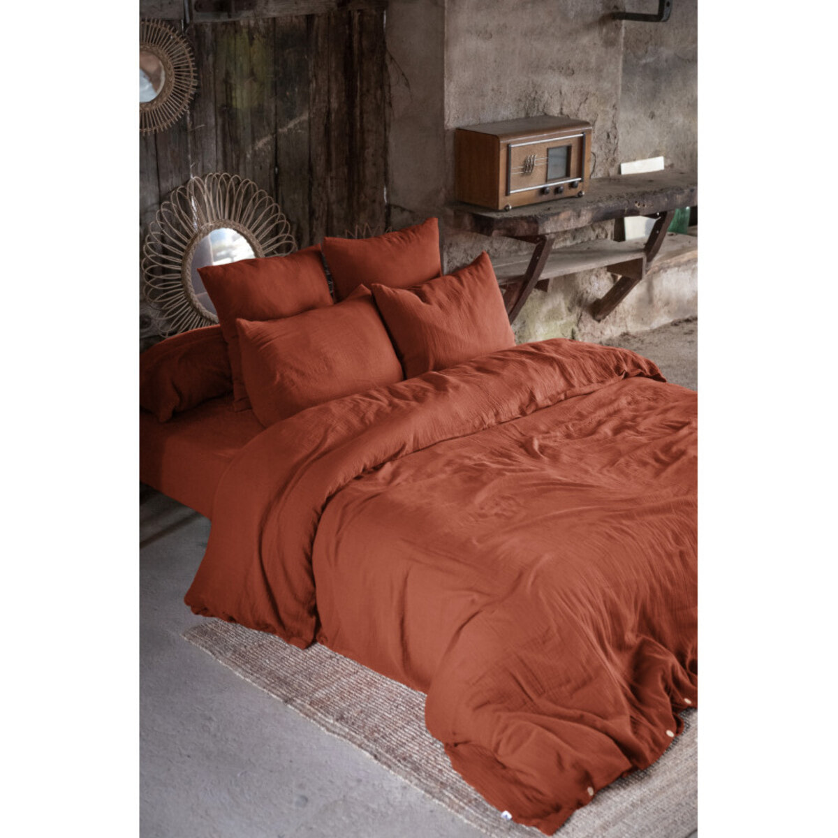 Housse de couette "Gaïa" "Gaze de Coton" - Gaïa Terracotta