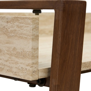 Bureau rectangulaire avec plateau en verre Ariro 55x110cm beige et marron