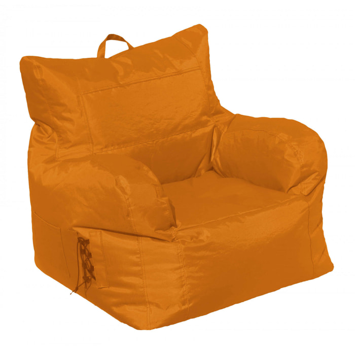 Poltrona Ossidiana, Seduta imbottita, Divano singolo da salotto, Sedia con braccioli, Made in Italy, 75x65 h70 cm, Arancione