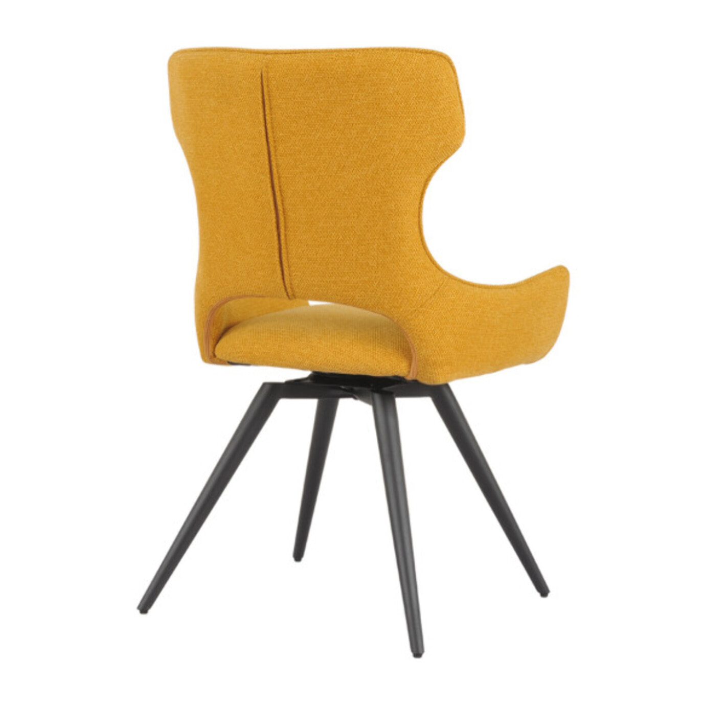 Chaise rotative 180° en tissu doux et pieds en métal noir - SUZIE