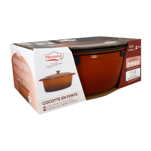 Cocotte en fonte émaillée 6,5L brique MONTAGNE