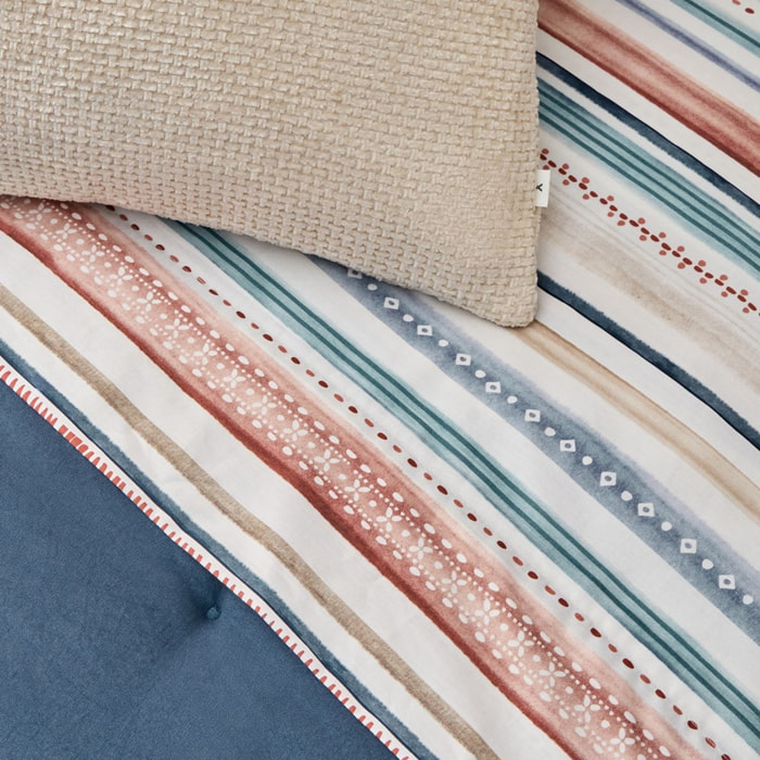 Sábana rayas multicolor Onray color azul 100% Algodón percal