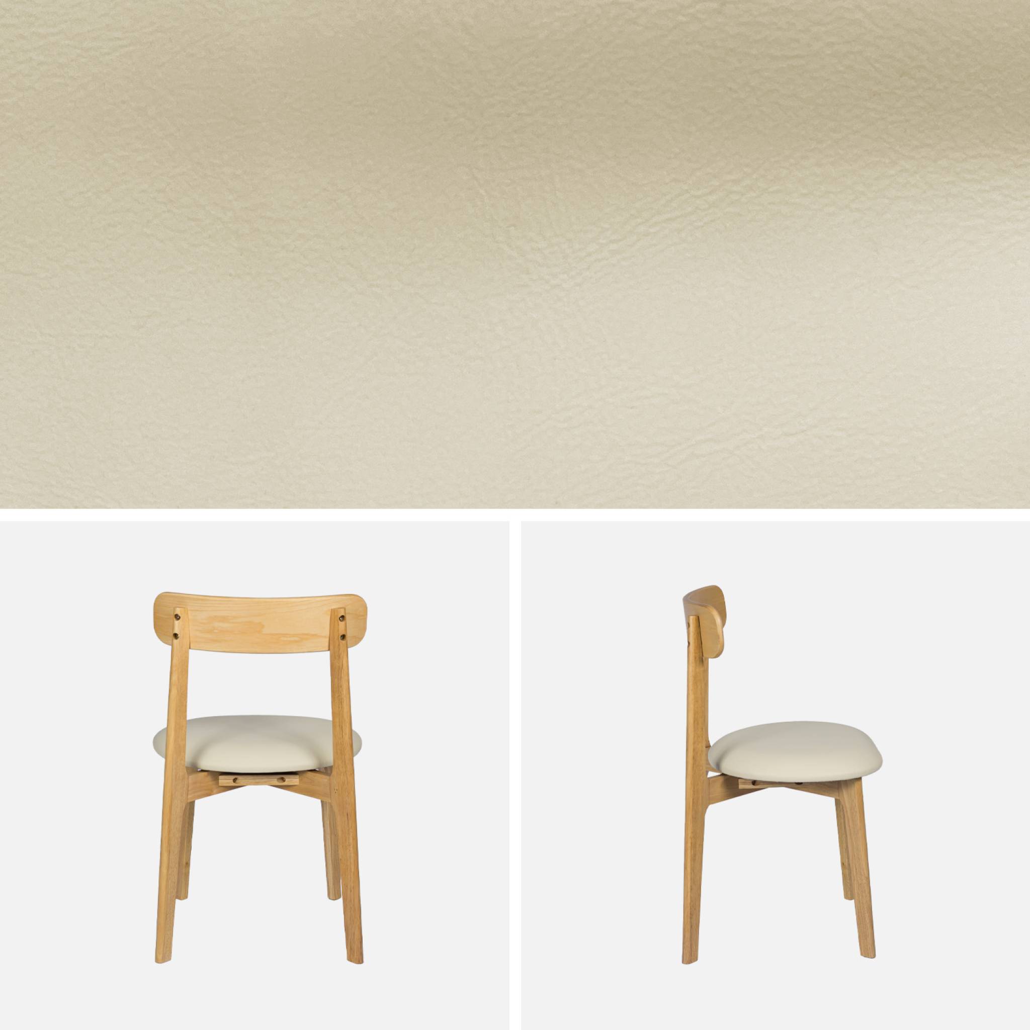 Chaise vintage bois d'hévéa et simili cuir (lot de 2) VICTOIRE