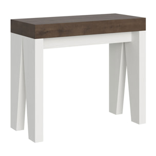 Console Naxy Small cm.90x42 (extensible à 196) dessus Noyer structure Frêne Blanc