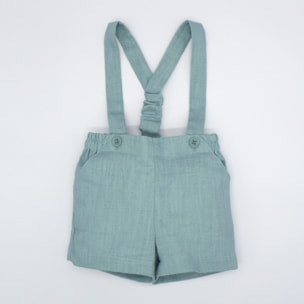 BERMUDA LINO VERDE CON TIRANTES