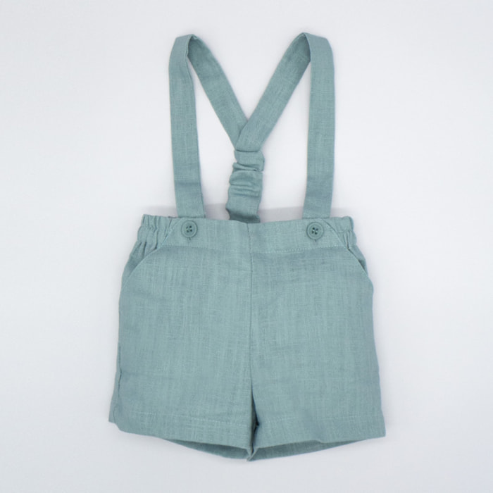BERMUDA LINO VERDE CON TIRANTES