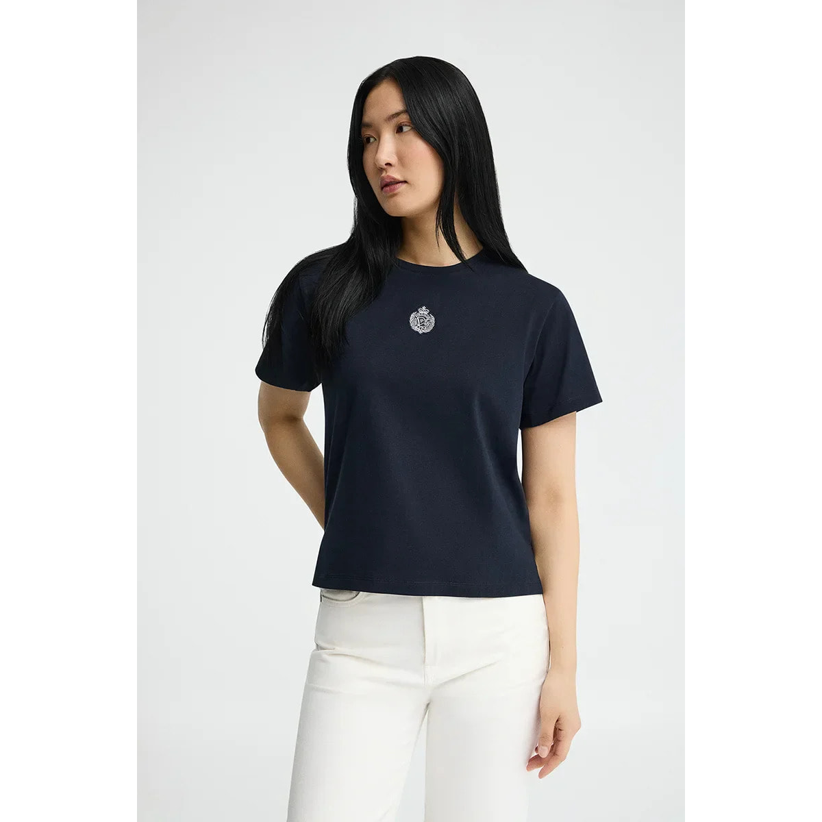 Maglietta blu marino a maniche corte con ricamo nautico Polo Club