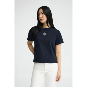 Maglietta blu marino a maniche corte con ricamo nautico Polo Club