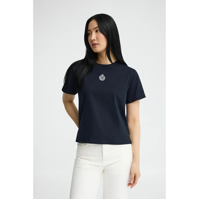 Maglietta blu marino a maniche corte con ricamo nautico Polo Club