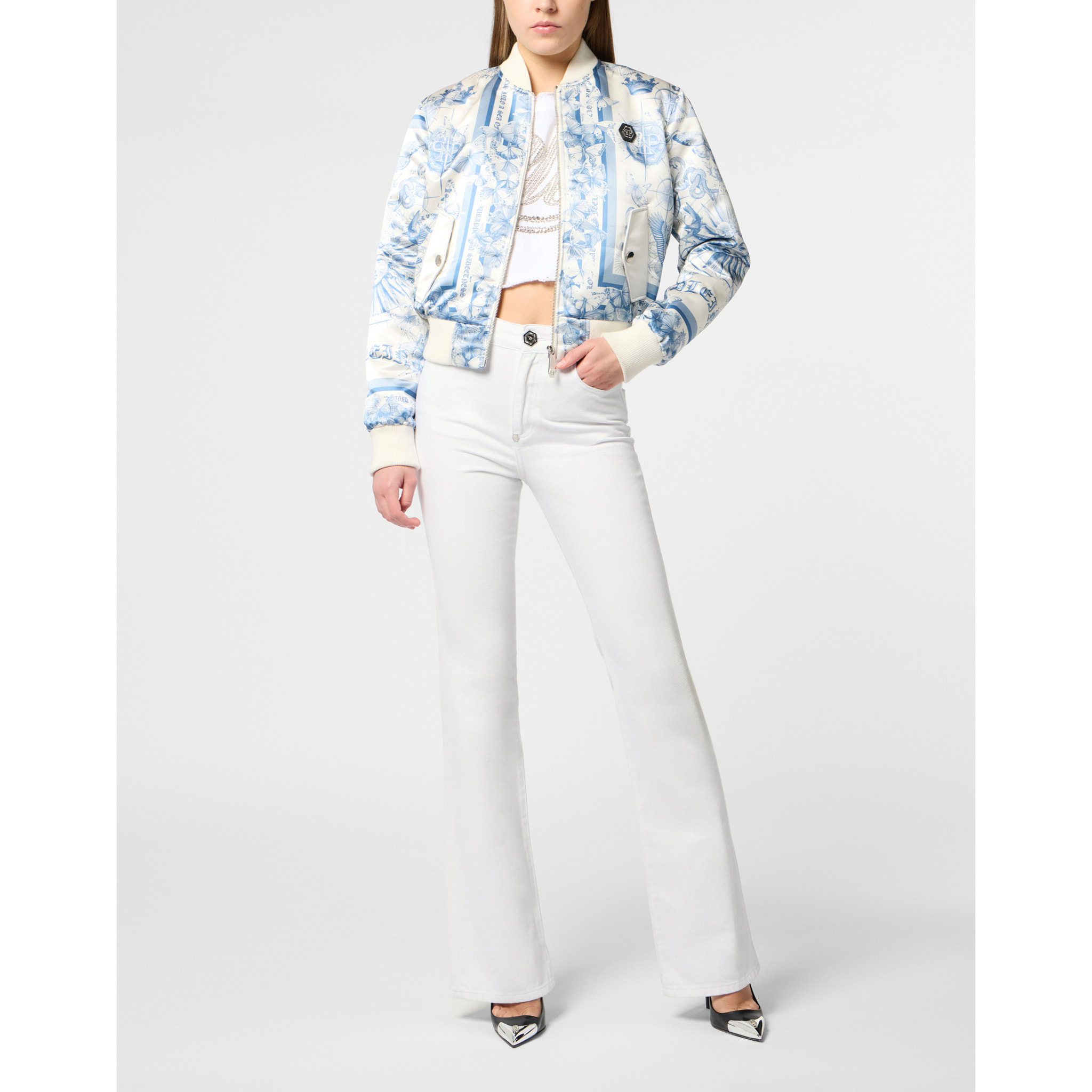 PHILIPP PLEIN Satin Bomber Butterfly Tattoo
