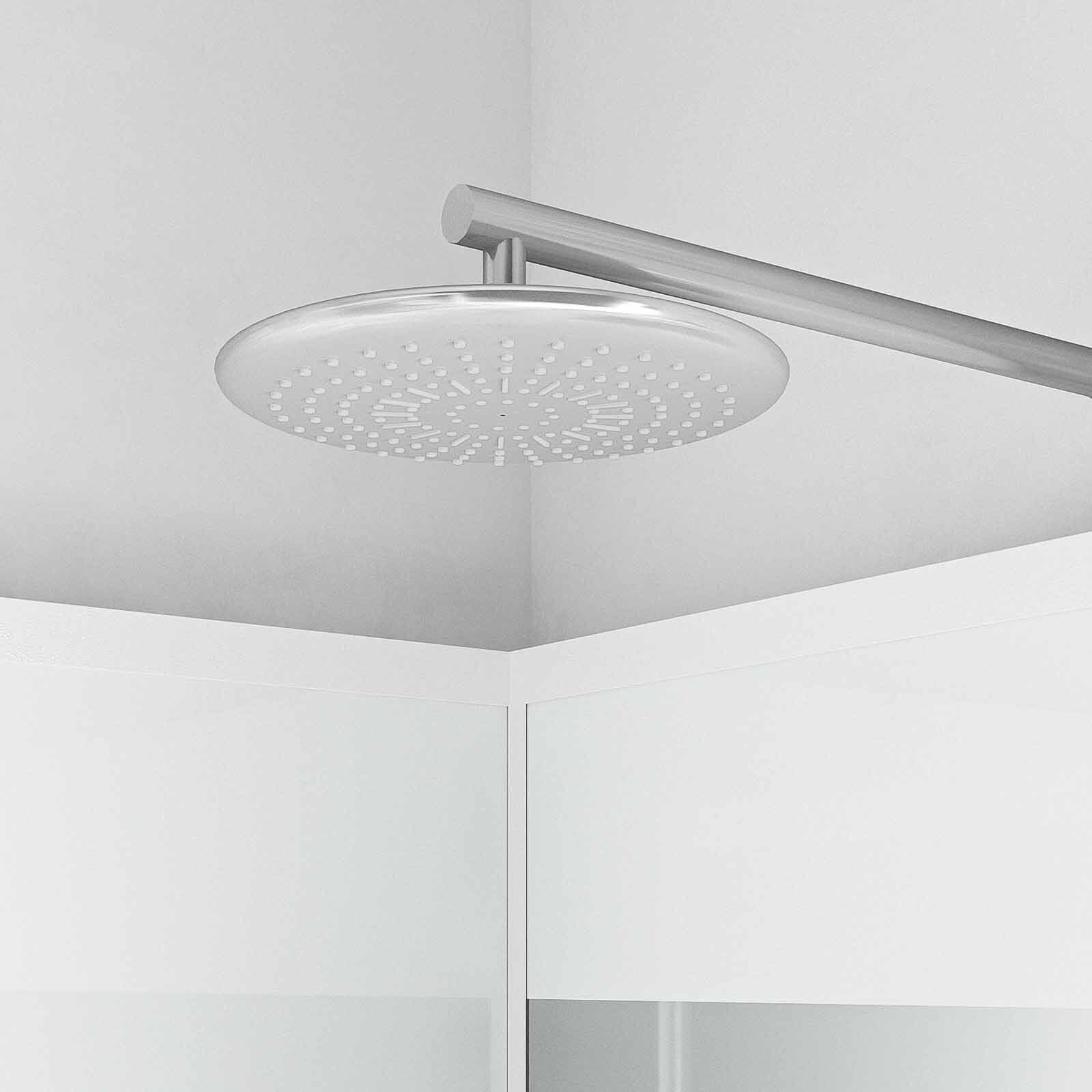 Cabine de Douche Carrée 90x90cm Porte Pivotante - Blanche - Bande Effet Miroir - SQUARE STRIPE
