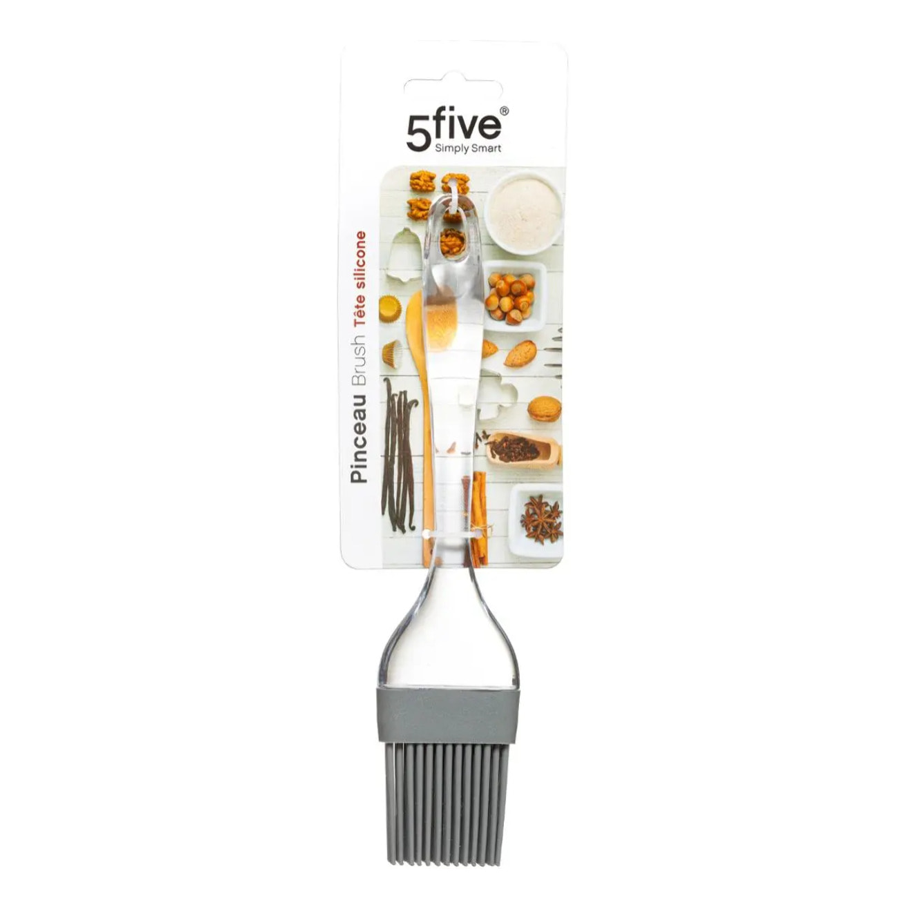 Pinceau en siliconne transparent et gris