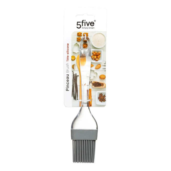 Pinceau en siliconne transparent et gris