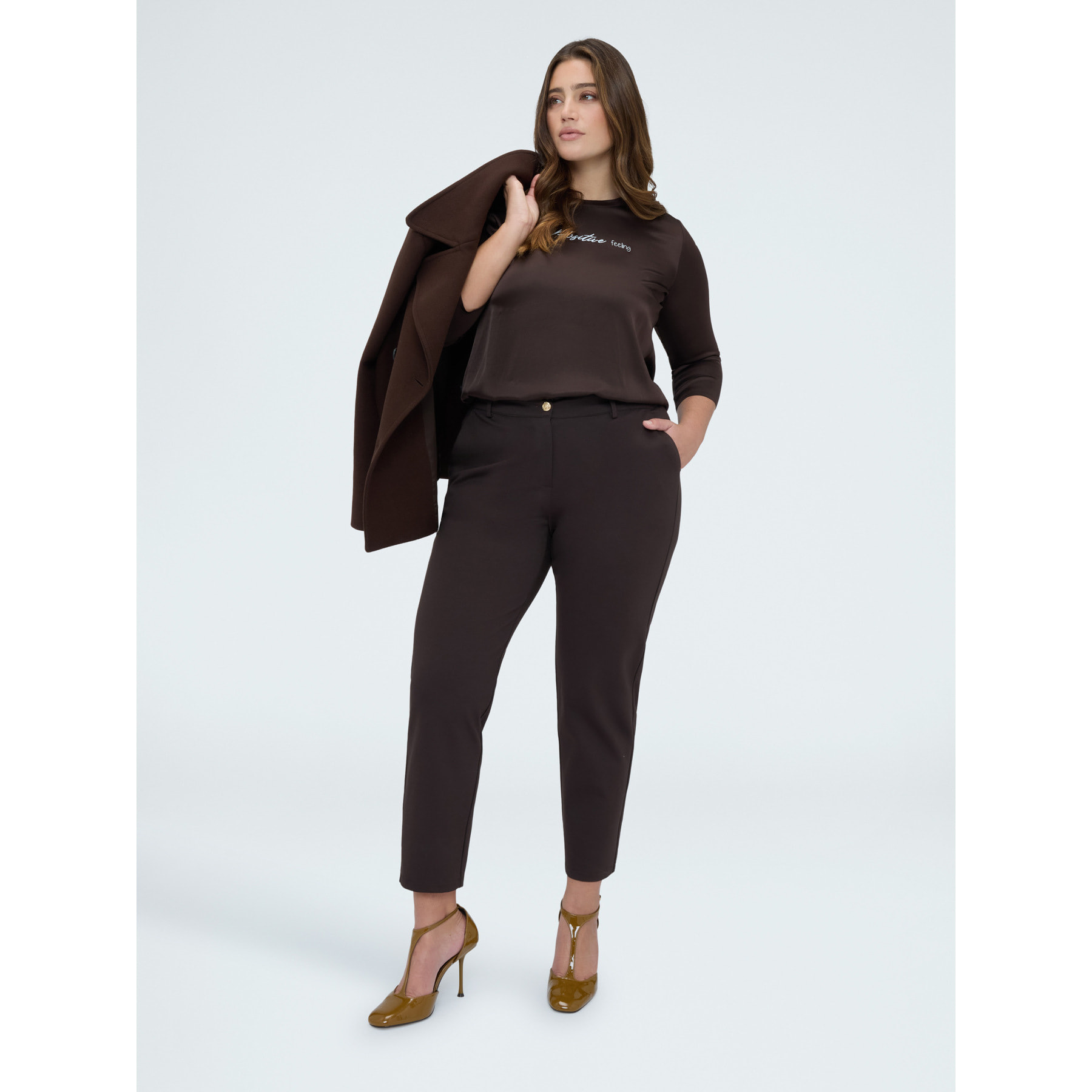 Fiorella Rubino - Blusa in raso Positive feeling - Marrone