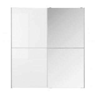Dressing Armoire 2 portes coulissantes 5 tablettes et 1 miroir - 6 coloris - THAIS