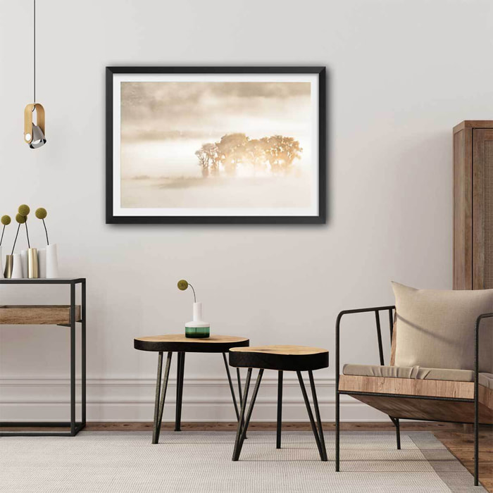 Affiche paysage terre du vent Affiche + cadre en bois - Noir