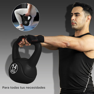 Pesa Rusa de 14 kg Kettlebell de Fiteness Relleno de Arena con Mango Ancho Antideslizante para Ejercicios y Entrenamiento en Casa y Gimnasio 26x18x32 cm Negro