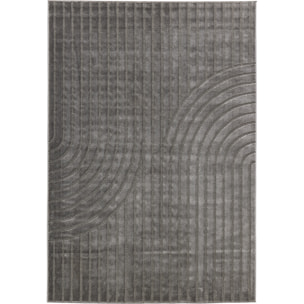 BLOOM - Tapis poils ras motif en relief - Gris