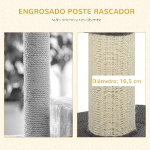 Árbol Rascador para Gatos Altura 91 cm Árbol para Gatos Torre para Gatos de 3 Niveles con Nido Plataforma y Poste de Sisal 45x45x91 cm Gris