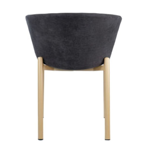 Chaise en tissu pieds en métal effet bois - Gris ou Beige - LOLI