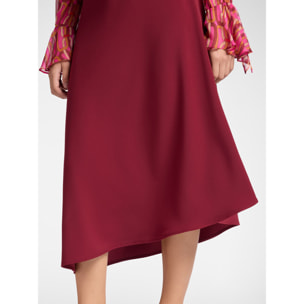 Elena Mirò - Falda asimétrica en cady elástico - Burgundy