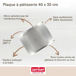 Plaque à pâtisserie perforée 40 x 30 cm en alu 18/10 Zenker Special Cooking