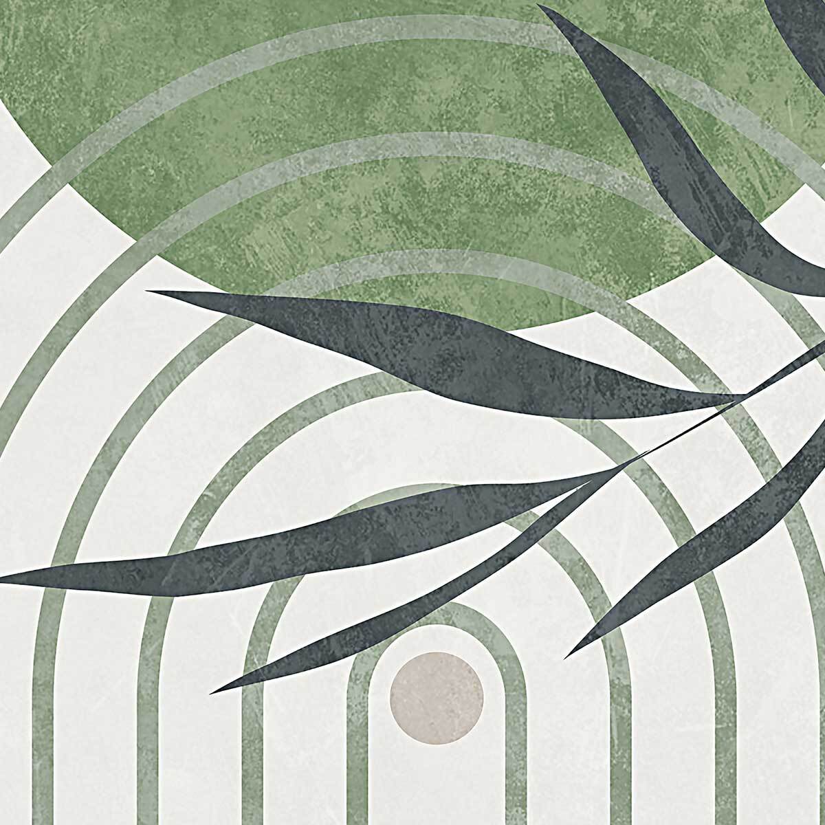 Tableau abstrait végétal cercle vert Toile imprimée