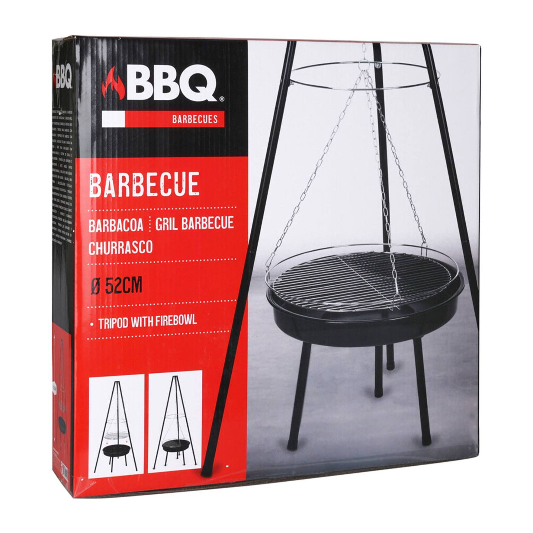 Well home trípode bbq con cadena y parrilla en acero