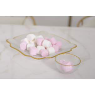 Lot de 6 Assiette carrée en verre bords dorés 25x25x2cm