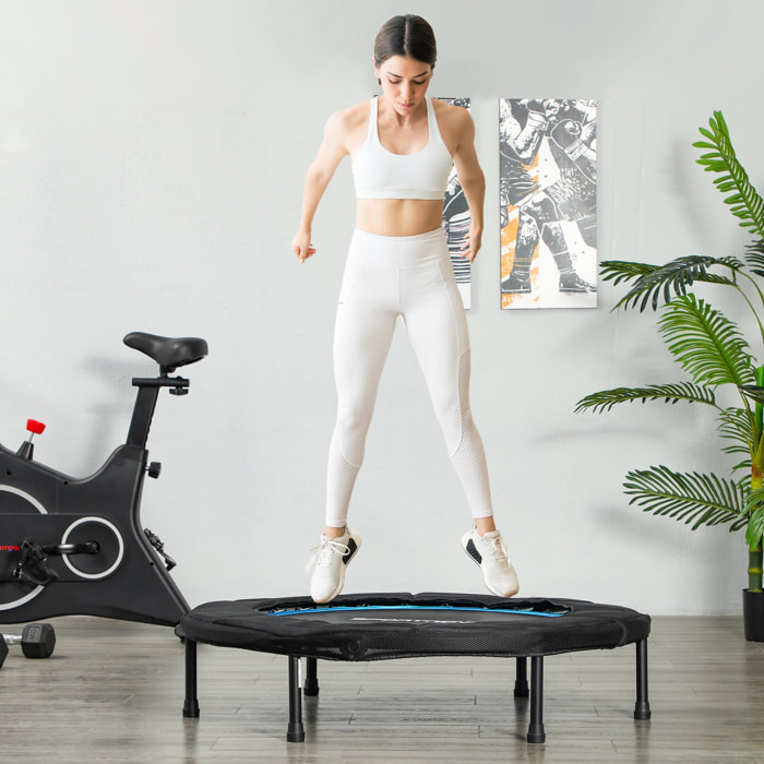 Trampolín de Fitness Plegable Ø102 cm Cama Elástica con Marco de Acero Antideslizantes Carga 100 kg para Entrenamiento Piernas Cuerpo en Hogar Oficina Gimnasio Azul