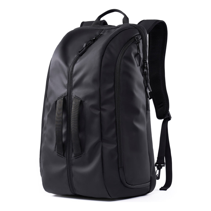 Zaino multiscomparto con strato impermeabile. Utilizzo del tipo borsa. Computer portatile da 17" + tablet da 9,7".