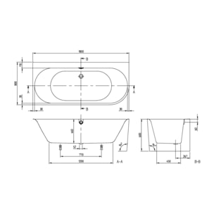 Baignoire murale semi-îlot d'angle VILLEROY & BOCH Oberon 2.1 blanc mat version gauche