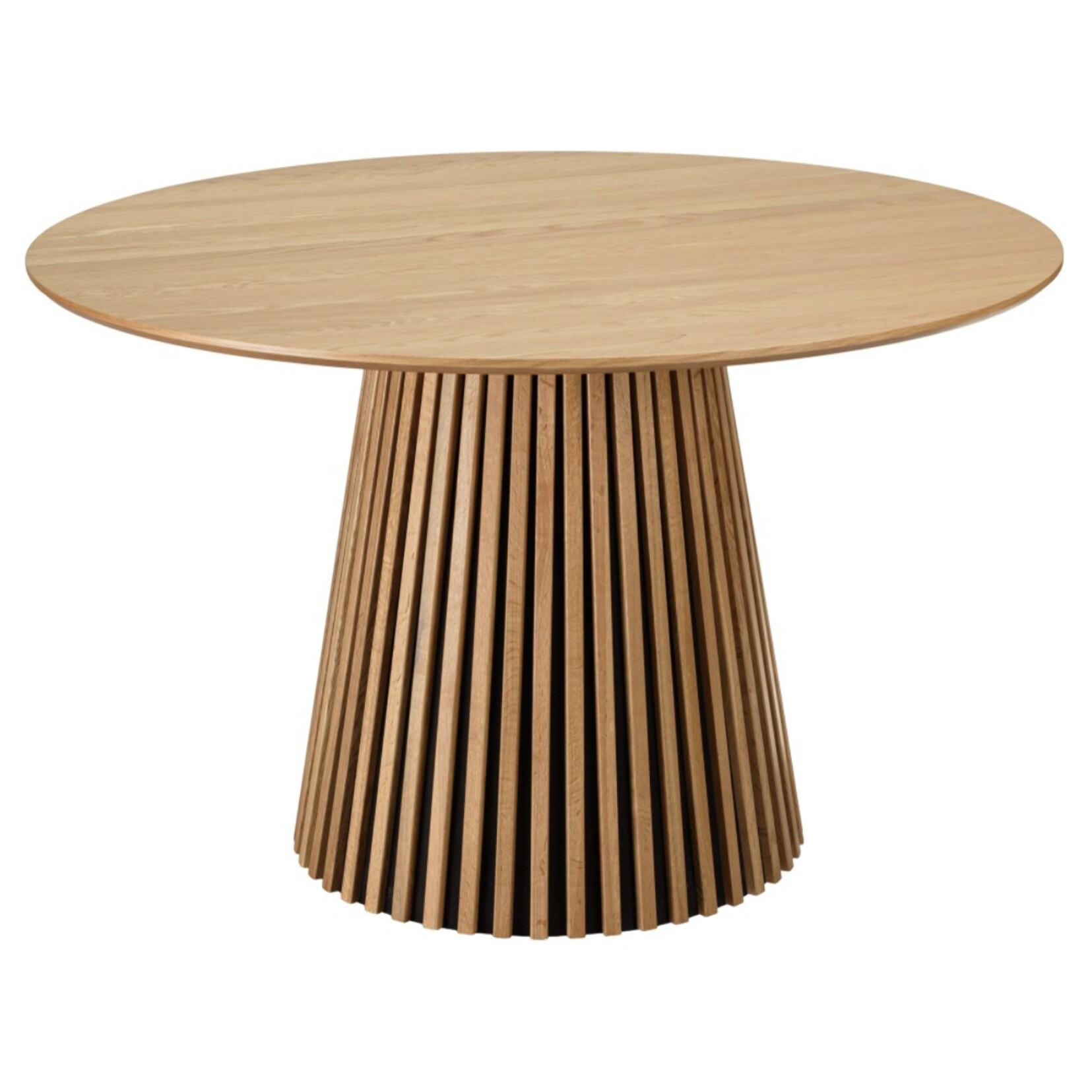 SYA - Table à manger ronde D120 décor et chêne naturel pied à motif strié