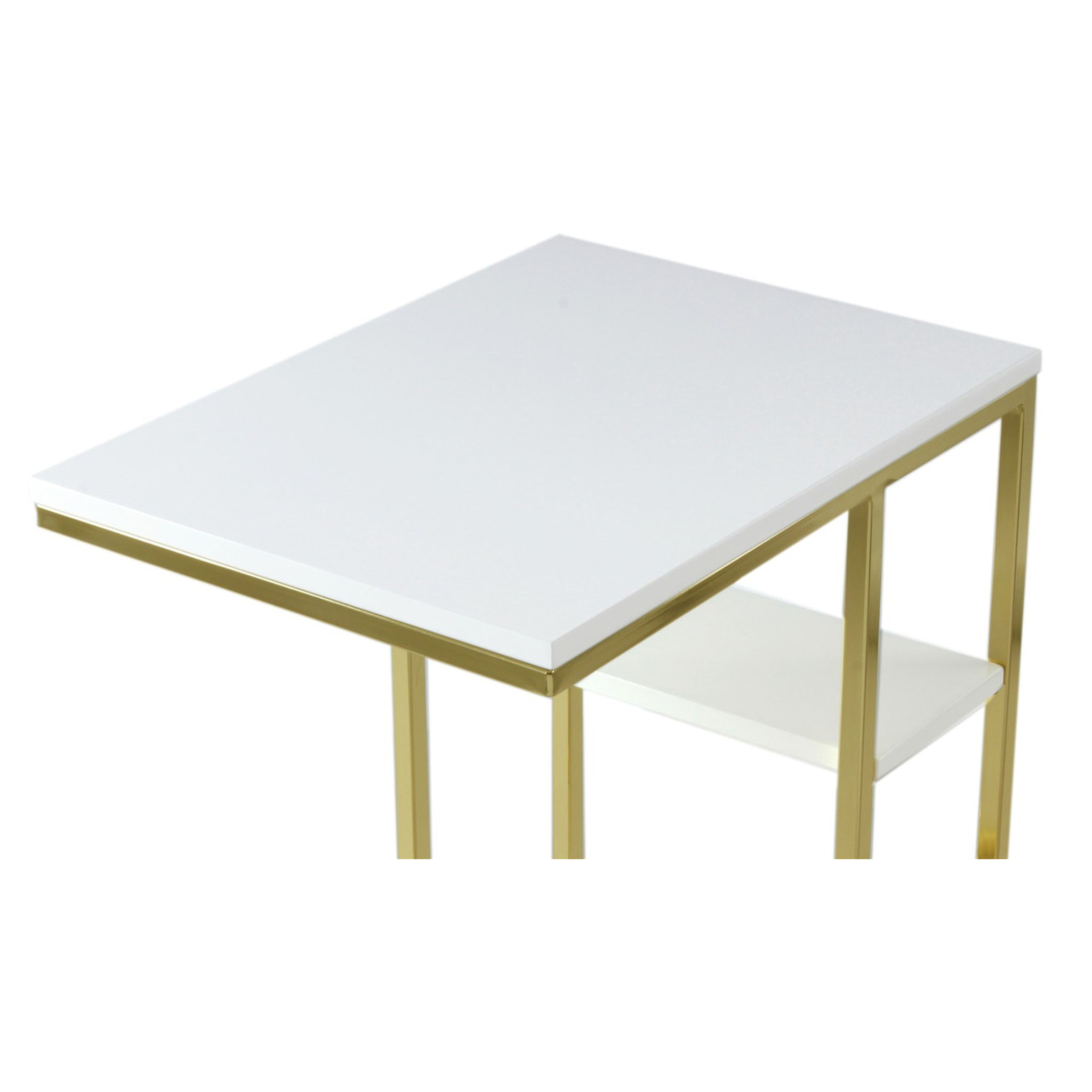 Tavolino da divano Lucilla bianco e oro in acciaio e MDF
