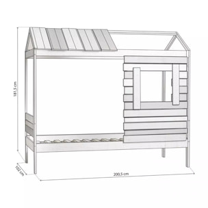 Cama cabaña Barnie W Vintage - Grayscale