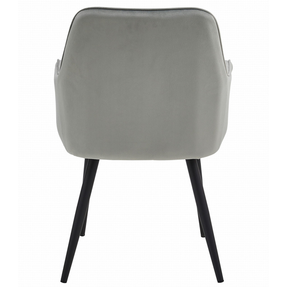 Sedia Nana con braccioli in velluto grigio argento e gambe nere