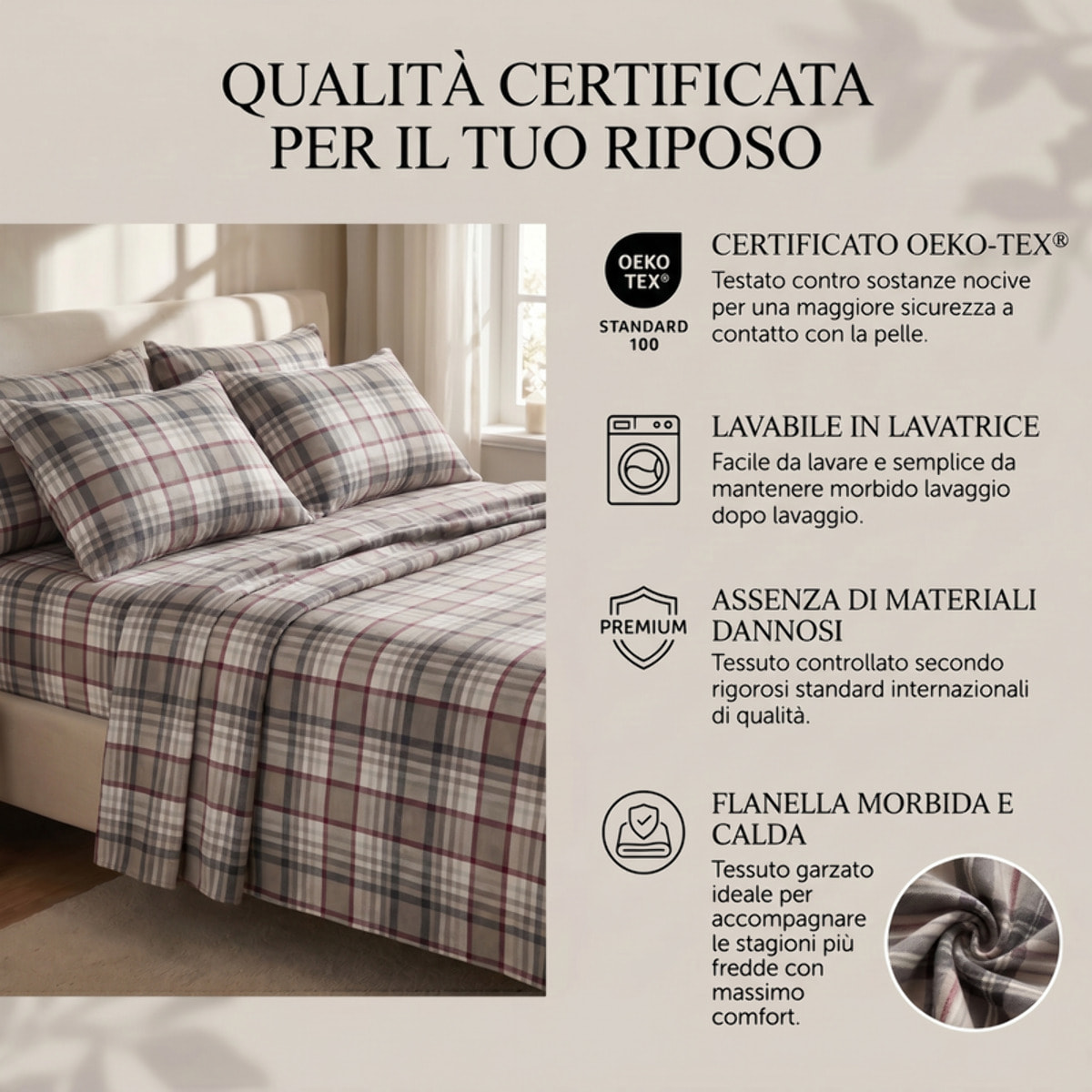 Set Lenzuola Singolo in Flanella, Tessuto in Cotone anti Pilling, Lenzuolo Sotto con Angoli + Lenzuolo Sopra + 1 Federa, Morbido, Confortevole