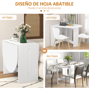 Mesa de Comedor Plegable Mesa de Cocina Plegable Ovalada con Alas Abatibles Estilo Moderno 163x80x75 cm Blanco