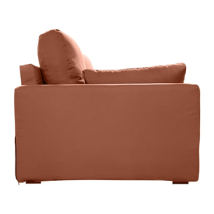 Canapé 2 pl TRESSIN 170 cm fixe tissu coton Terracotta - 100% déhoussable - Fab. France