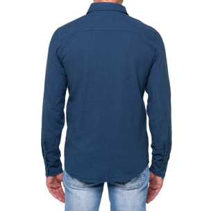 Camisa de lino Hot Buttered Saunders azul denim