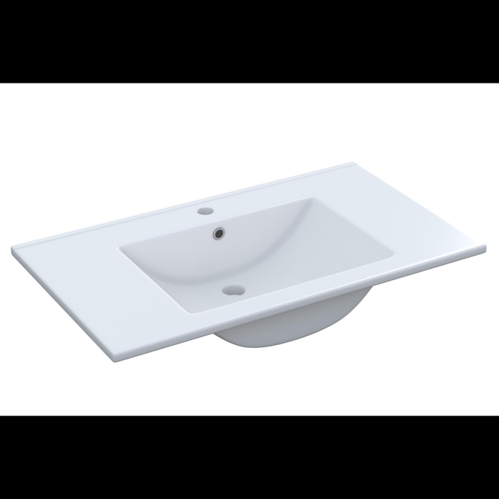 Mobile Mobiletto Bagno Sospeso Legno Con 2 Ante Ripiani E Vani Aperti Lavabo In Ceramica Con Specchio E Led Design Nordico 80 x 45 x 64 Cm Rovere