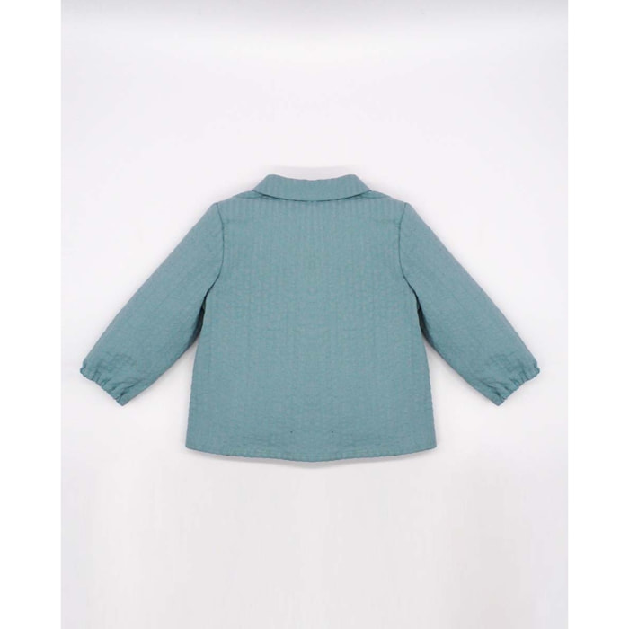 CAMISA SEERSUCKER CUELLO PICO AZUL