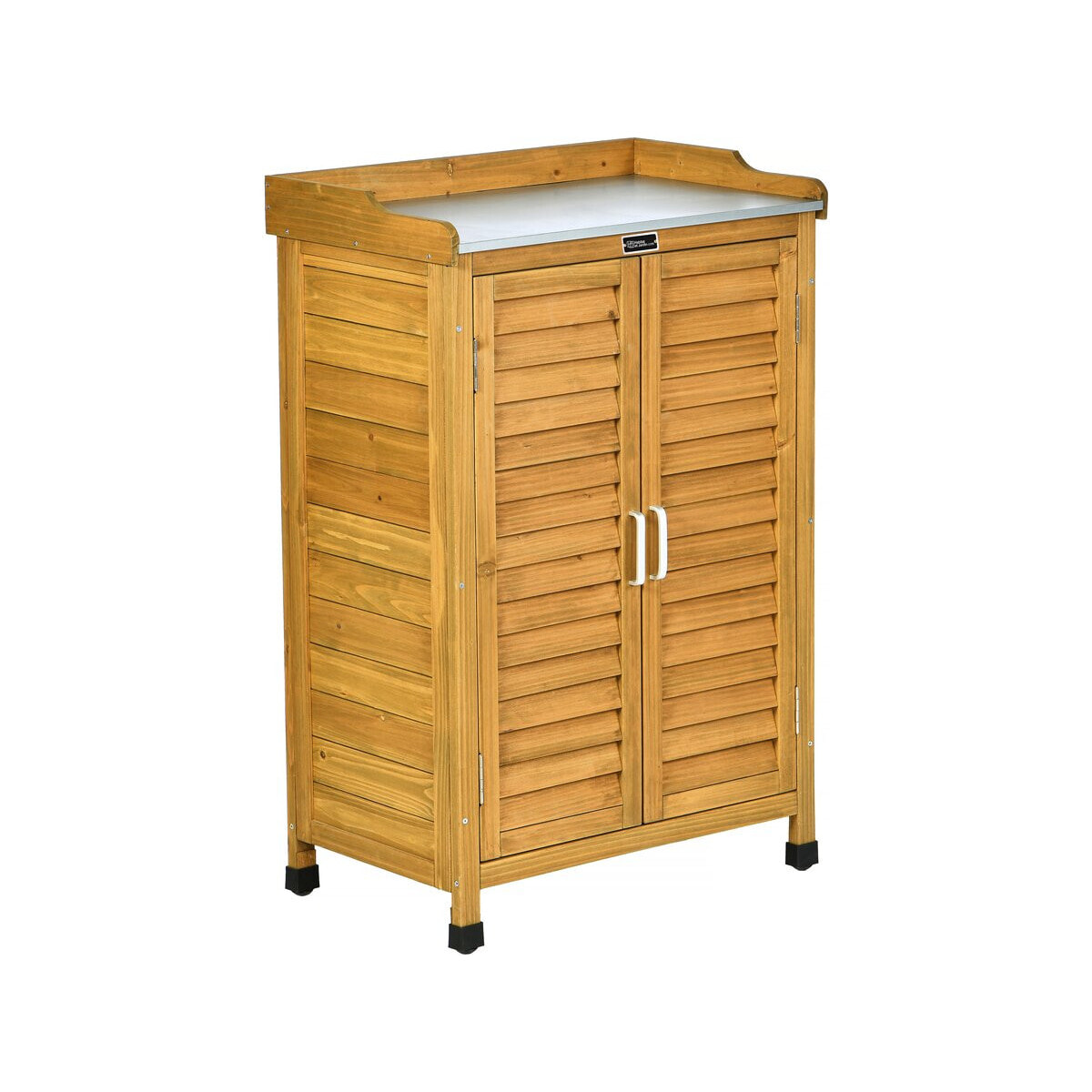 Armoire de jardin en bois avec roulettes "Alexia" - 66 x 41 x 101 cm - Marron