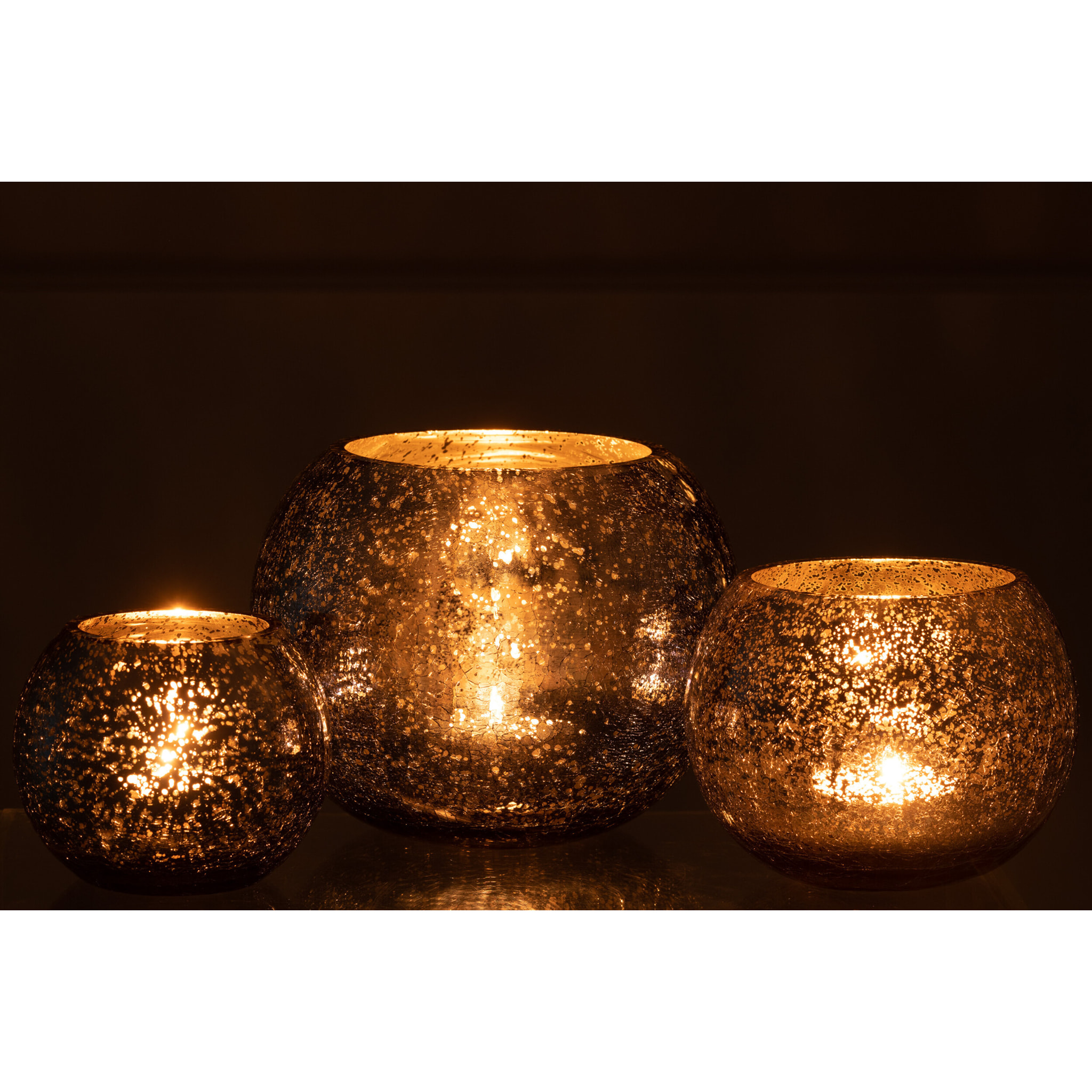 J-Line photophore Boule Craquele Effet Nacré - verre - bleu - large