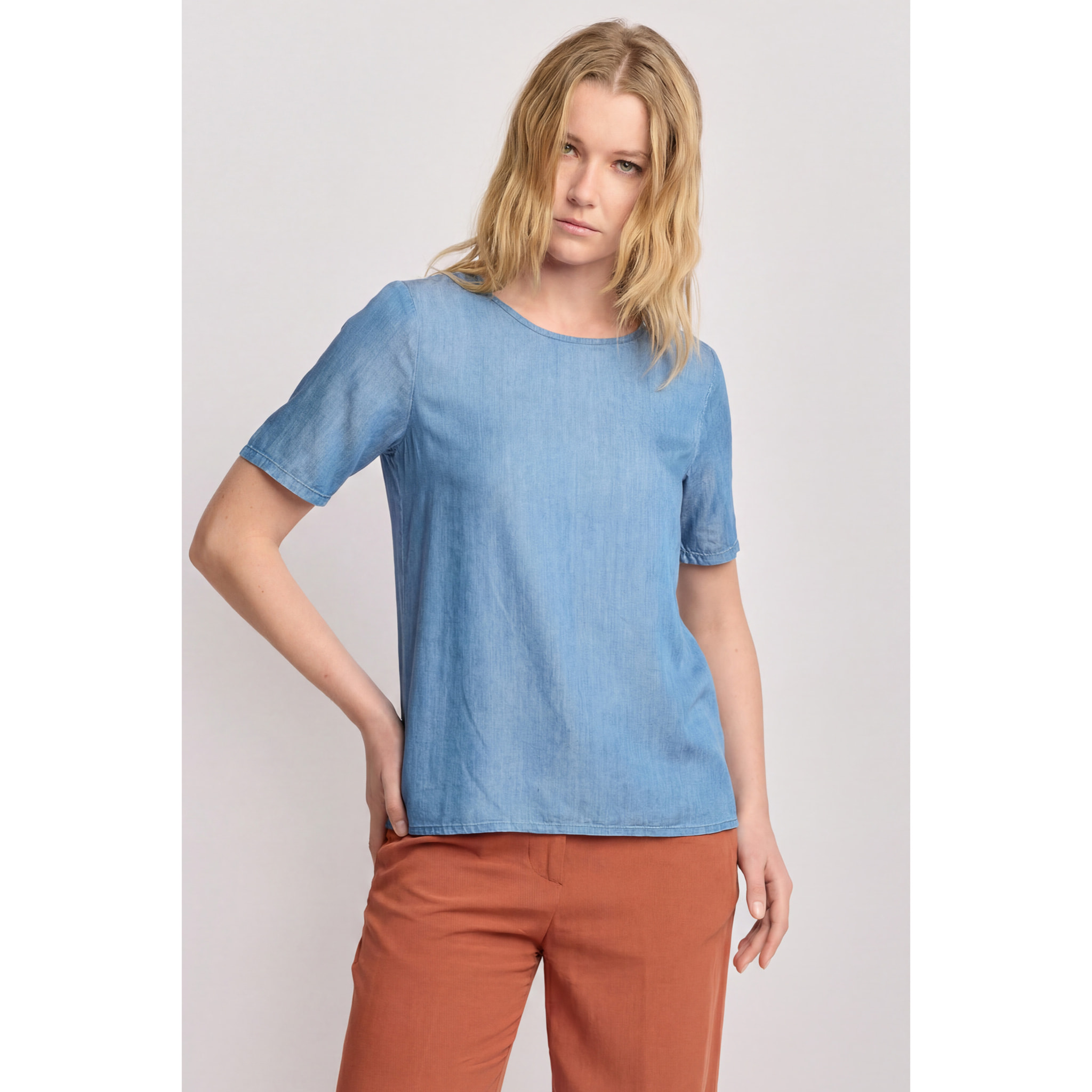 Kocca - T-shirt minimal in viscosa Donna, Tinta unita, Girocollo