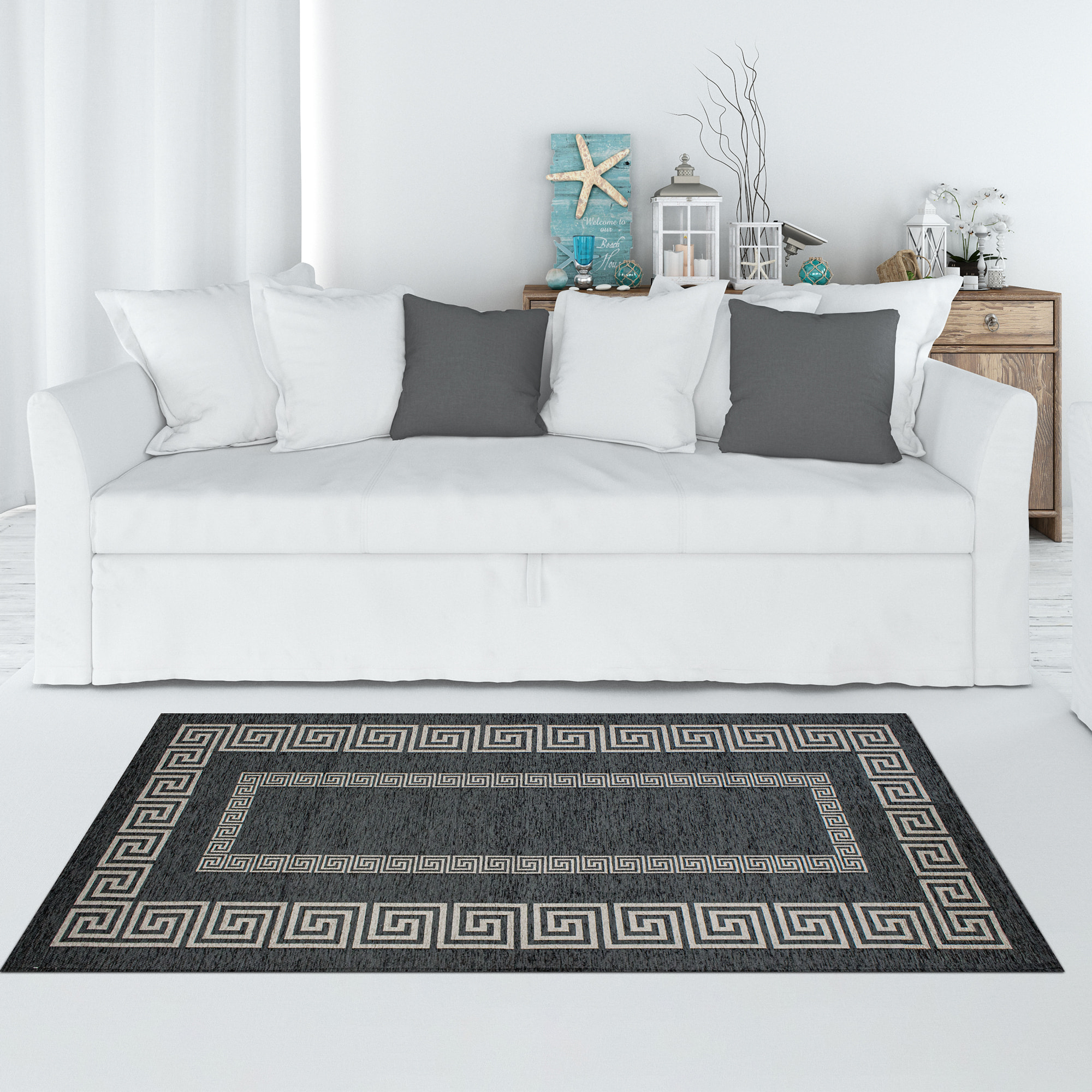 TAPPETO ARREDO ATENE GRIGIO TITANIO CON FONDO ANTISCIVOLO