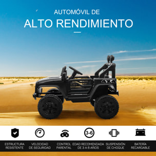 Coche Eléctrico para Niños 12V, Vehículo Todoterreno de Batería con 2 Motores, Control Remoto 2,4G, Velocidad hasta 5 km/h, Sistema de Suspensión, Faros, para Niños de +3 Años, Negro