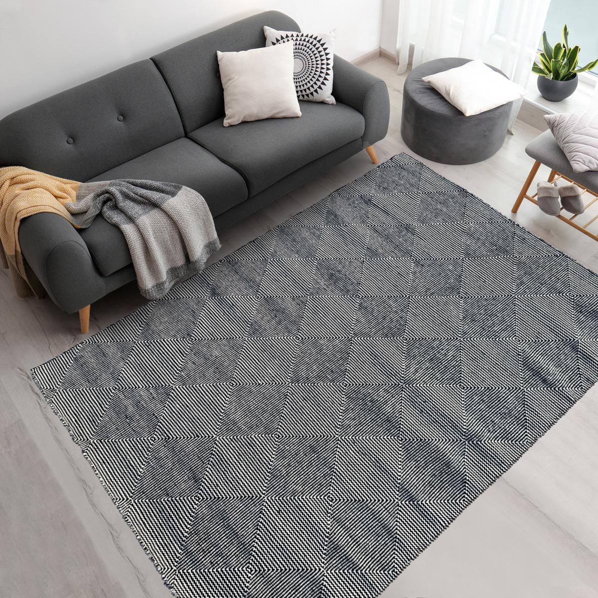 Tapis kilim fait à la main en laine motif géométrique NOMA