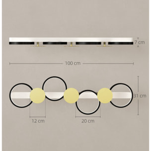 Lámpara de Techo Regulable con 4 Focos, Plafón LED de Techo con Mando a Distancia, Modos de Escena, 1500 lm, 38 W, 3000 K-6500 K, para Salón, Dormitorio, Oficina, Negro y Dorado