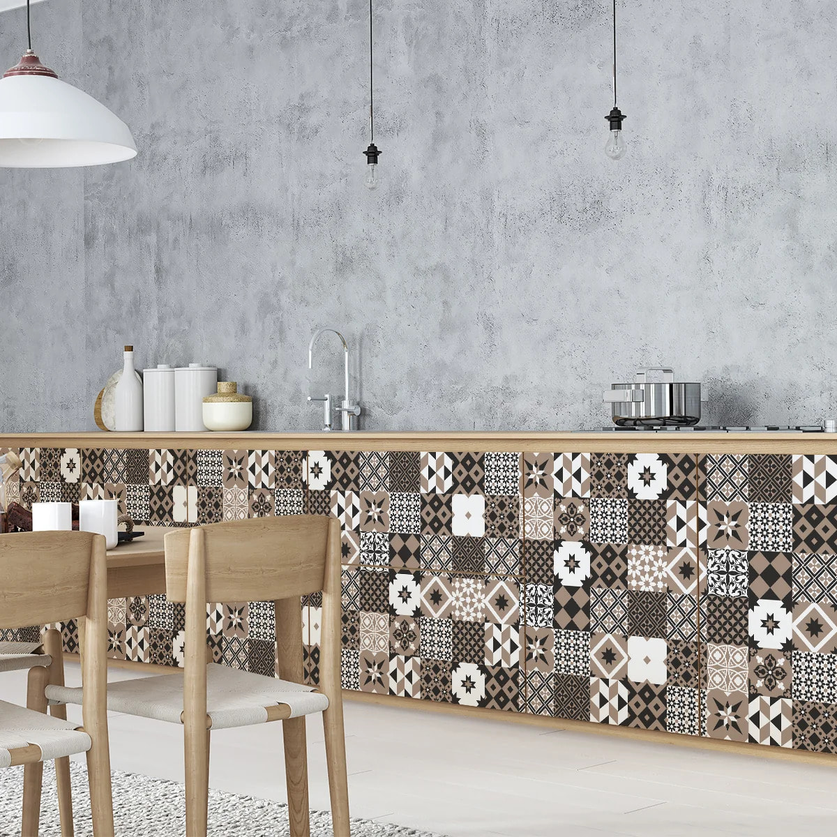 Sticker carrelage - Ambiance Sticker - 60 CARREAUX DE CIMENT MEUBLE CYRINA - CARREAUX - 15x15cm